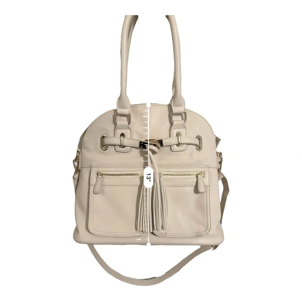 Downeast Basics Tassel Purse Handbag Light Beige NWOT Classic Bohemian